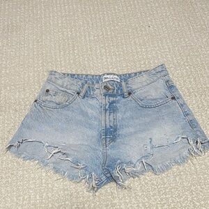 Zara Faded Blue Ripped Denim Shorts